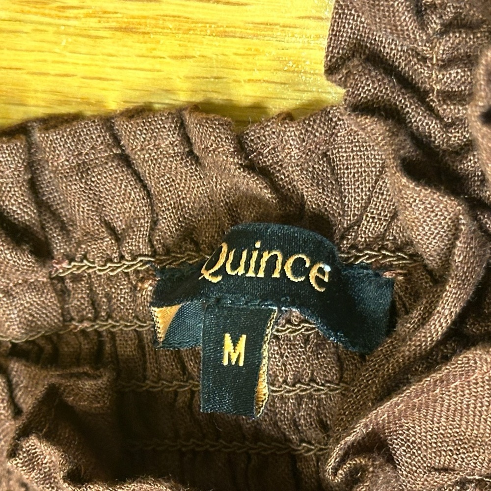 Quince Brown Smocked Tiered Midi Dress - Picture 6 of 8
